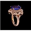 Image 3 : 6.12ct Tanzanite and Diamond Ring - 14KT Rose Gold