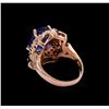 Image 4 : 6.12ct Tanzanite and Diamond Ring - 14KT Rose Gold