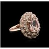 Image 1 : 14KT Rose Gold 3.13ct Morganite and Diamond Ring