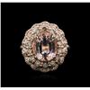 Image 2 : 14KT Rose Gold 3.13ct Morganite and Diamond Ring