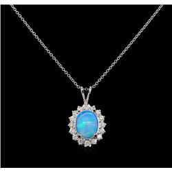 2.22ct Opal and Diamond Pendant - 14KT White Gold