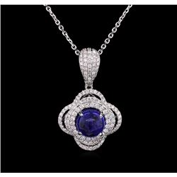 14KT White Gold 4.18ct Tanzanite and Diamond Pendant With Chain