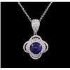 Image 1 : 14KT White Gold 4.18ct Tanzanite and Diamond Pendant With Chain