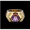 Image 2 : 3.00ct Amethyst and Diamond Ring - 14KT Yellow Gold