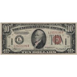 1934 $10 Hawaii Federal Reserve Note Currency