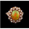 Image 2 : 2.78ct Opal and Diamond Ring - 14KT Rose Gold