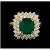 Image 1 : 3.15ct Emerald and Diamond Ring - 14KT Yellow Gold