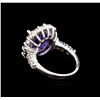 Image 3 : 5.67ct Tanzanite and Diamond Ring - 14KT White Gold