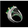 Image 3 : 6.42ct Emerald and Diamond Ring - 18KT White Gold