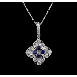 14KT White Gold 0.46ctw Sapphire and Diamond Pendant With Chain