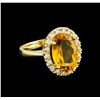 Image 1 : 6.14ct Citrine and Diamond Ring - 14KT Yellow Gold