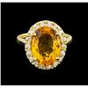 Image 2 : 6.14ct Citrine and Diamond Ring - 14KT Yellow Gold