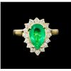 Image 2 : 1.73ct Emerald and Diamond Ring - 14KT Yellow Gold