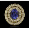 Image 2 : 14KT Yellow Gold 3.40ct Tanzanite and Diamond Ring