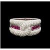 Image 2 : 0.75ctw Ruby and Diamond Ring - 14KT White Gold