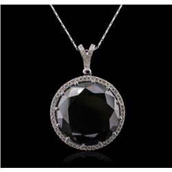 14KT White Gold 114.88ct Black and White Diamond Pendant With Chain