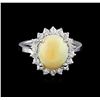 Image 2 : 2.40ct Opal and Diamond Ring - 14KT White Gold