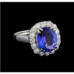 3.58ct Tanzanite and Diamond Ring - 14KT White Gold