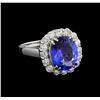 Image 1 : 3.58ct Tanzanite and Diamond Ring - 14KT White Gold