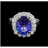 Image 2 : 3.58ct Tanzanite and Diamond Ring - 14KT White Gold