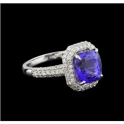 3.65ct Tanzanite and Diamond Ring - 14KT White Gold