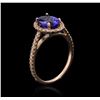 Image 3 : 14k Rose Gold 2.03ct Tanzanite and Diamond Ring