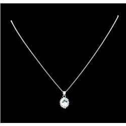 2.48ct Aquamarine and Diamond Pendant With Chain - 14KT White Gold