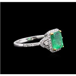 18KT White Gold 1.44ct Emerald and Diamond Ring