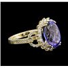 Image 1 : 6.16ct Tanzanite and Diamond Ring - 14KT Yellow Gold