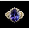 Image 2 : 6.16ct Tanzanite and Diamond Ring - 14KT Yellow Gold