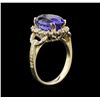 Image 3 : 6.16ct Tanzanite and Diamond Ring - 14KT Yellow Gold