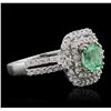 Image 1 : 14KT White Gold 1.24ct Emerald and Diamond Ring