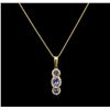 Image 1 : 0.56ctw Tanzanite and Diamond Pendant With Chain - 14KT Yellow Gold