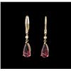 Image 1 : 14KT Yellow Gold 4.52ctw Rubellite and Diamond Earrings