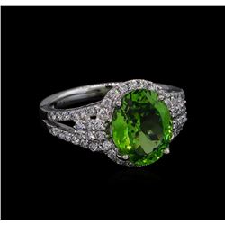 4.00ct Tsavorite and Diamond Ring - 14KT White Gold