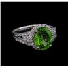 Image 1 : 4.00ct Tsavorite and Diamond Ring - 14KT White Gold