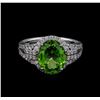 Image 2 : 4.00ct Tsavorite and Diamond Ring - 14KT White Gold