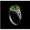 Image 4 : 4.00ct Tsavorite and Diamond Ring - 14KT White Gold