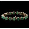 Image 2 : 14KT Rose Gold 20.90ctw Emerald and Diamond Bracelet
