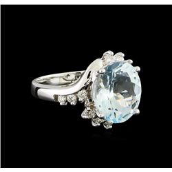 3.8ct Aquamarine and Diamond Ring - 14KT White Gold