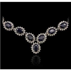 14KT White Gold 30.71ctw Sapphire and Diamond Necklace