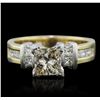 Image 1 : 14KT Yellow Gold 1.56ctw Princess Cut Diamond Ring