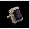 Image 1 : 14KT Yellow Gold 16.80ct Amethyst and Diamond Ring