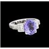 Image 1 : 3.26ct Tanzanite and Diamond Ring - Platinum