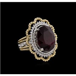 13.13 Ruby and Diamond Ring - 14KT Two-Tone Gold