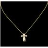 Image 2 : 0.18ctw Diamond Cross Pendant With Chain - 14KT Yellow Gold