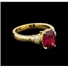 Image 1 : 1.90ct Rubellite and Diamond Ring - 14KT Yellow Gold