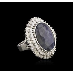 14KT White Gold 15.08ct Sapphire and Diamond Ring