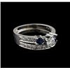 Image 1 : 0.70ctw Diamond and Sapphire Wedding Ring Set - 14KT White Gold