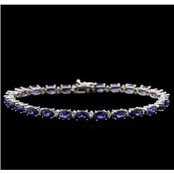 14KT White Gold 12.00ctw Sapphire and Diamond Bracelet